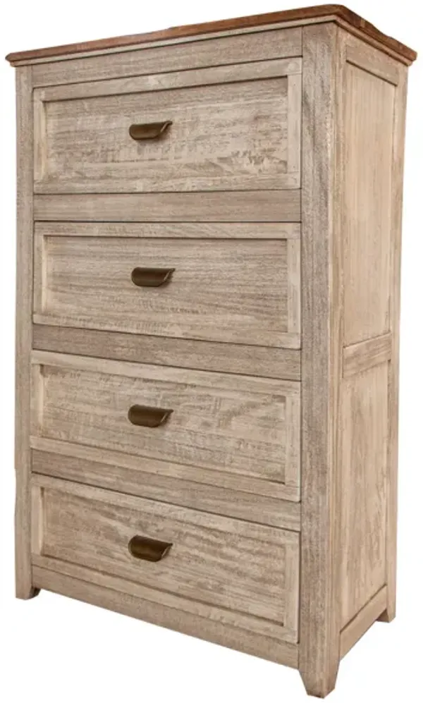 Solid Wood Four Drawer Chest - Cream