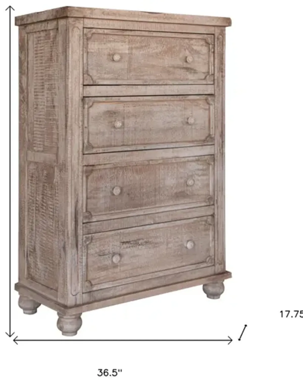 Solid Wood Four Drawer Chest - Natural