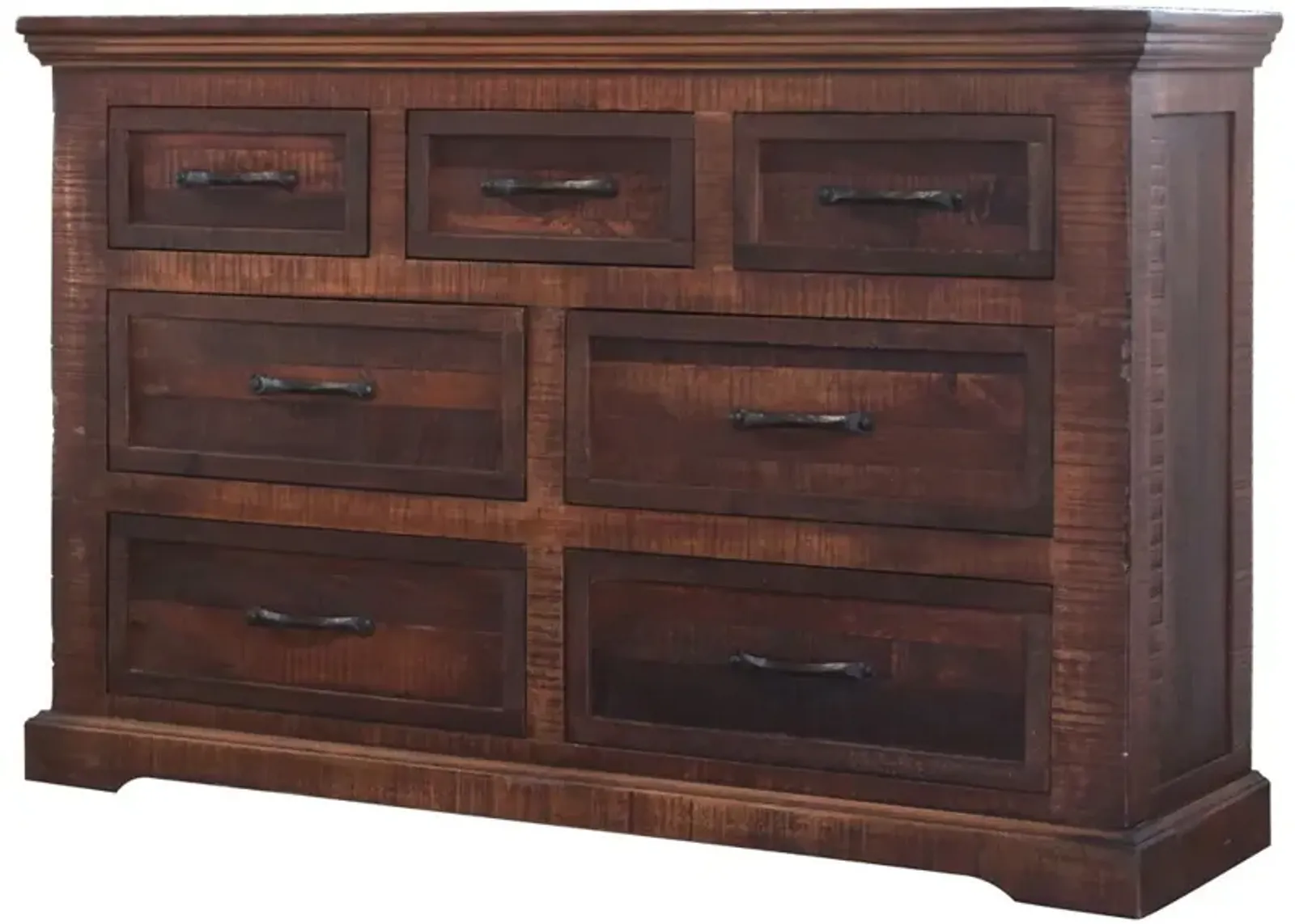 Solid Seven Drawer Double Dresser - Brown