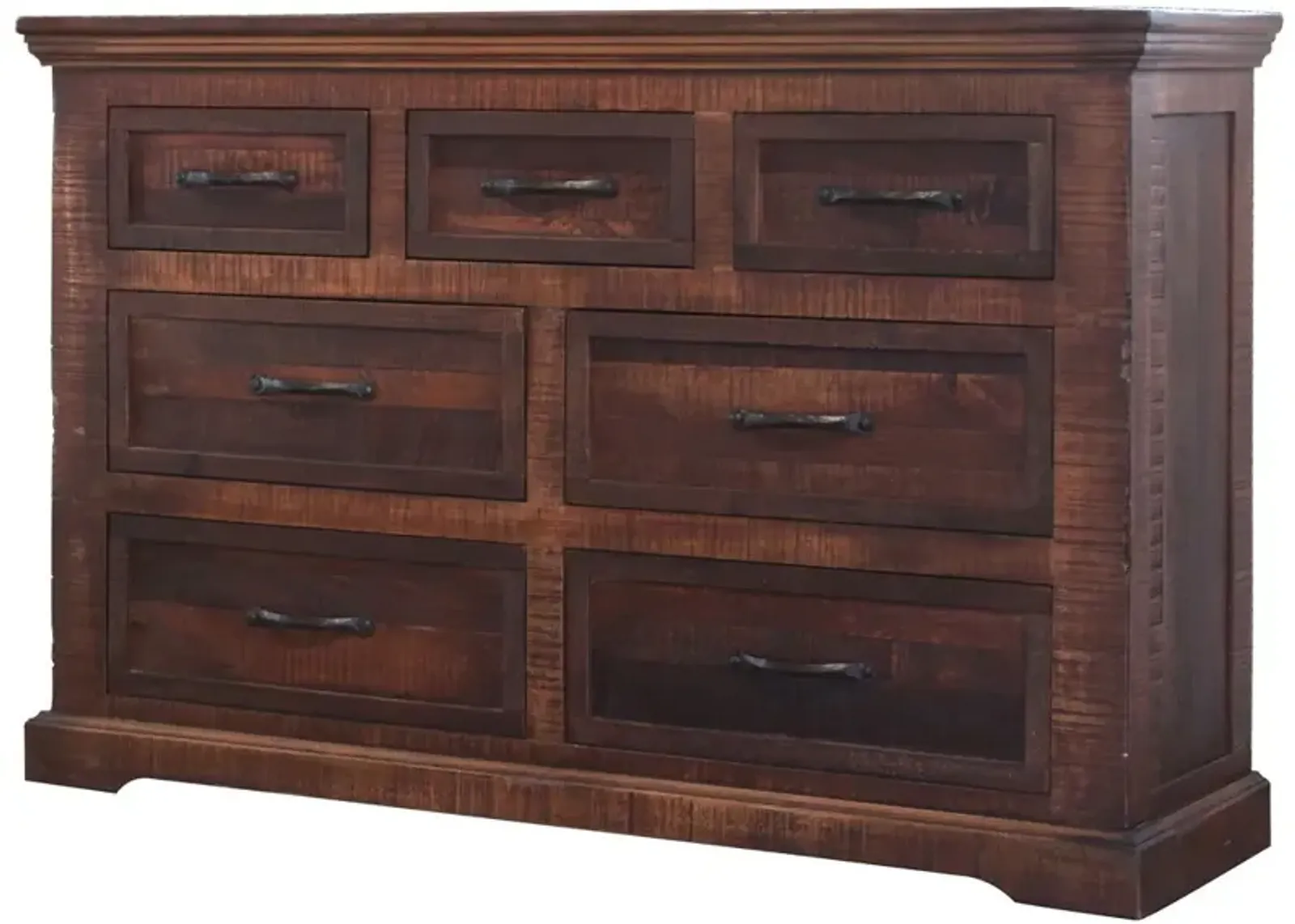 Solid Seven Drawer Double Dresser - Brown