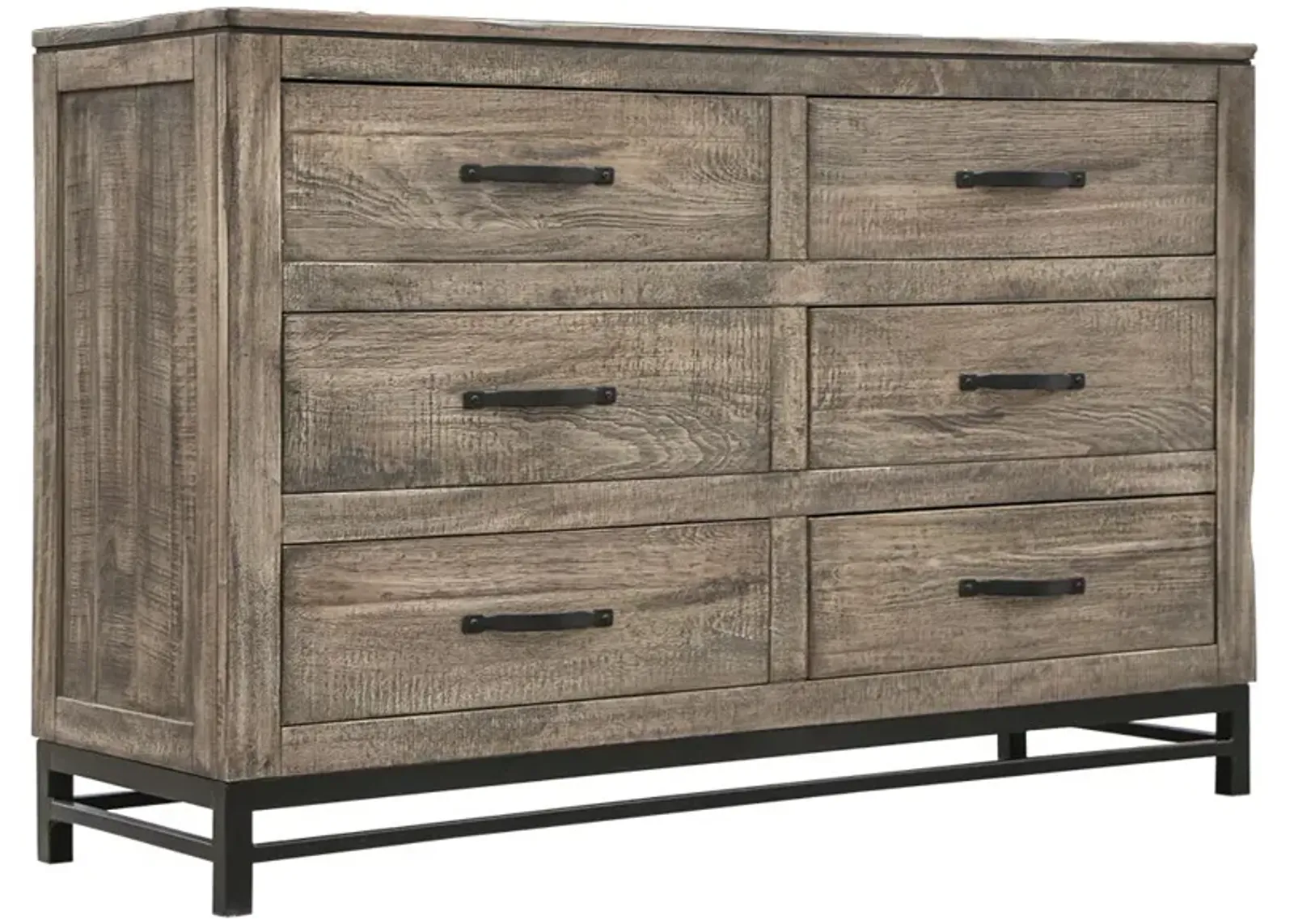 Solid Wood 6 Drawer Double Dresser - Brown