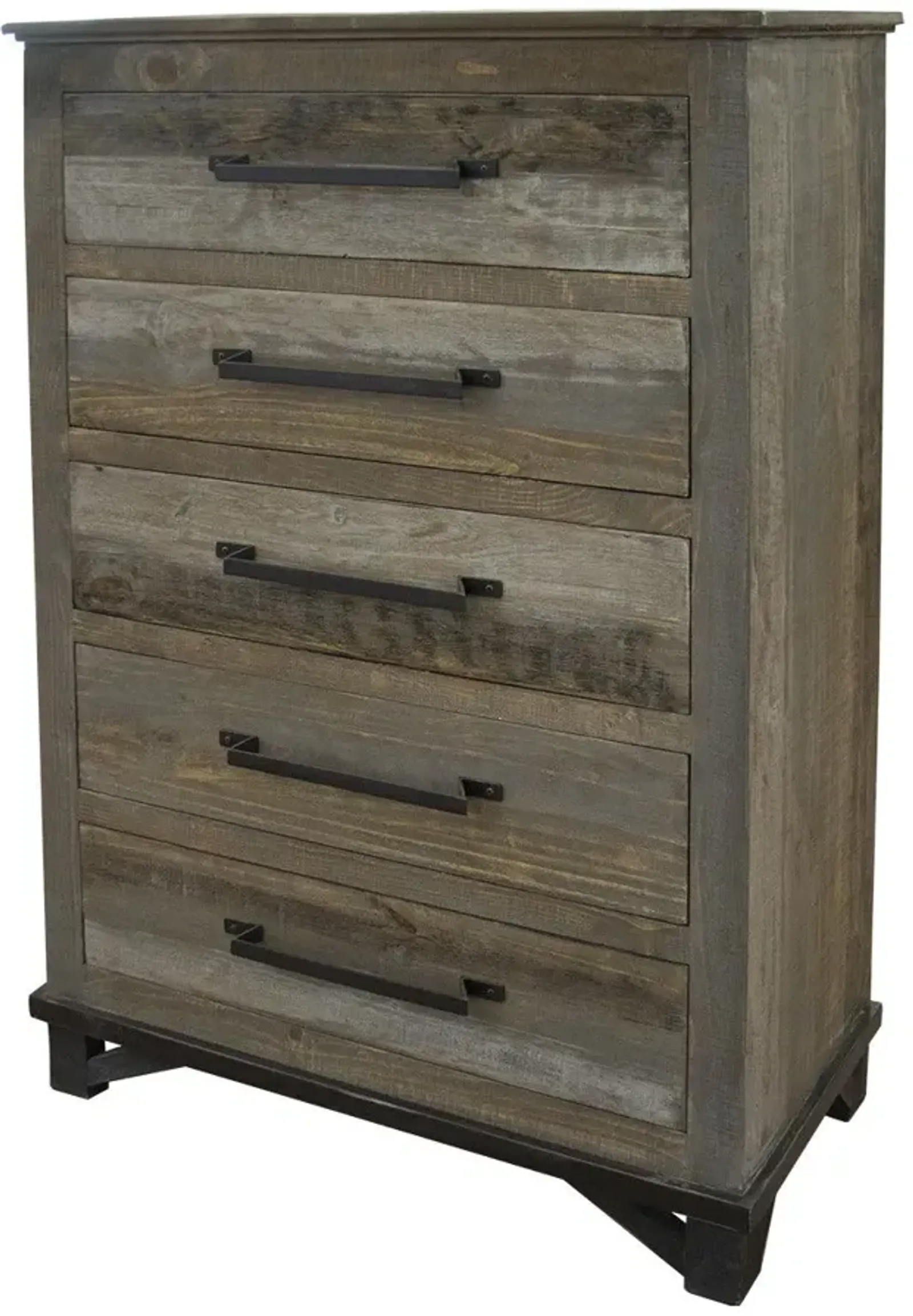 Solid Wood, 5 Drawer Chest - Gray