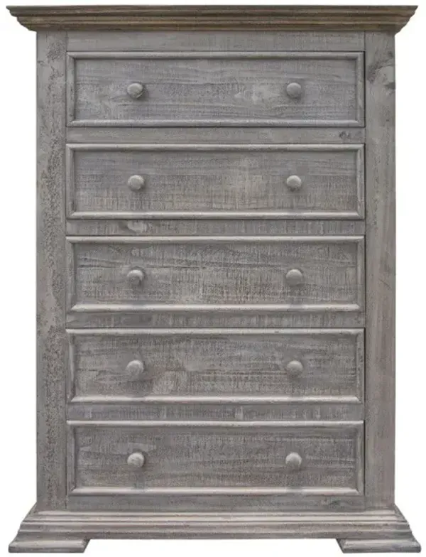 Solid Five Drawer Chest - Gray