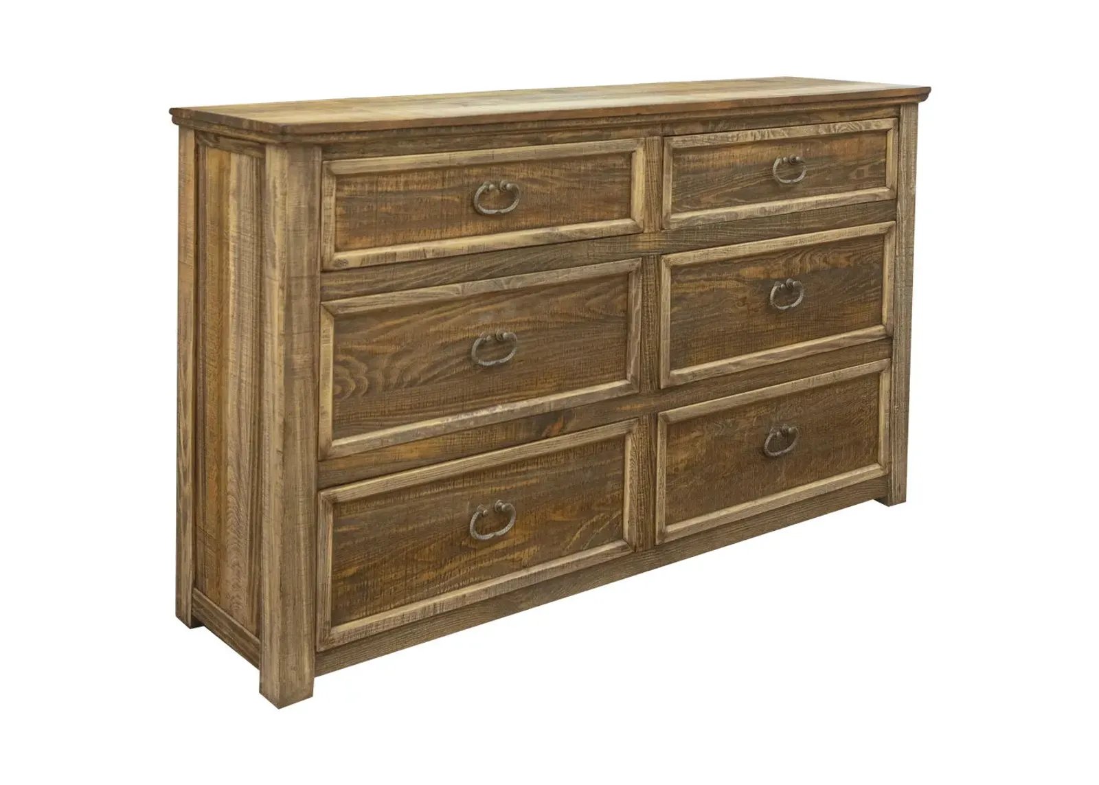 Solid Six Drawer Double Dresser - Natural