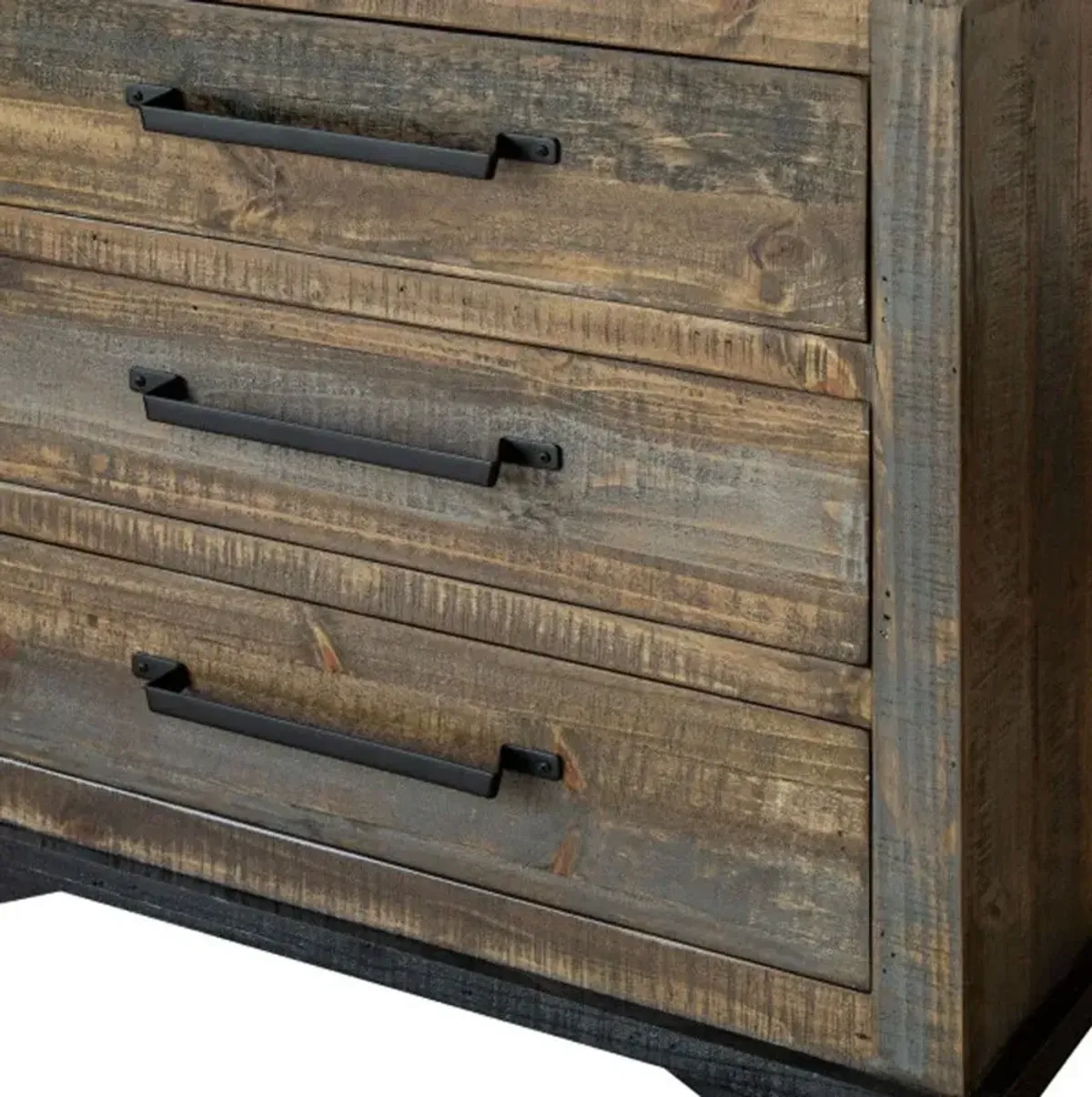 Solid Wood Three Drawer Chest - Brown / Gray