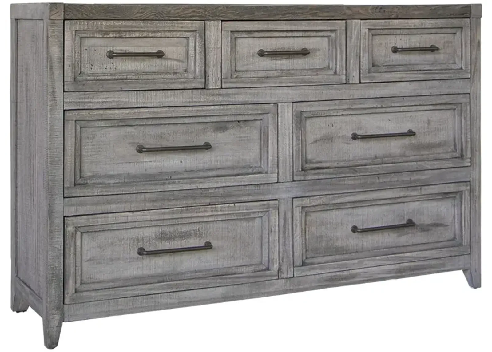 Solid Wood 7 Drawer Double Dresser - Brown