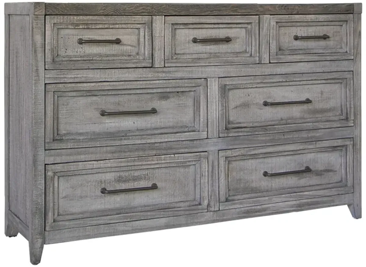 Solid Wood 7 Drawer Double Dresser - Brown