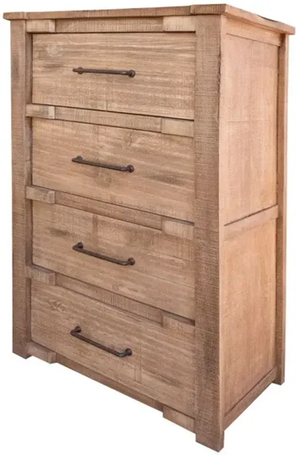 Solid Wood 4 Drawer Chest - Natural