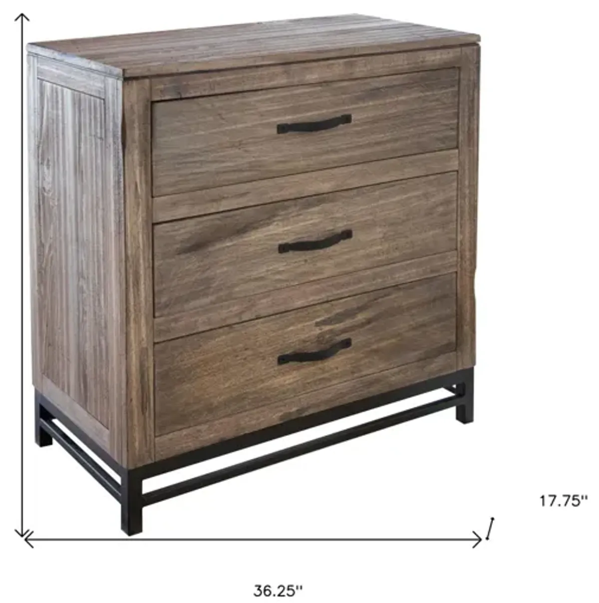 Wood Three Drawer Chest - Brown