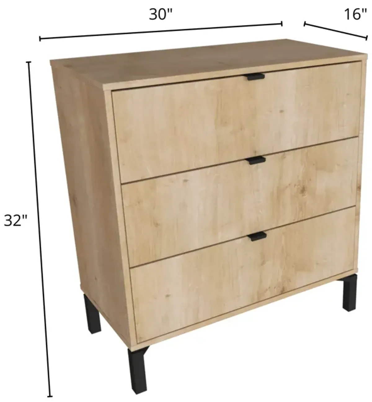 3 Drawer Dresser - Natural