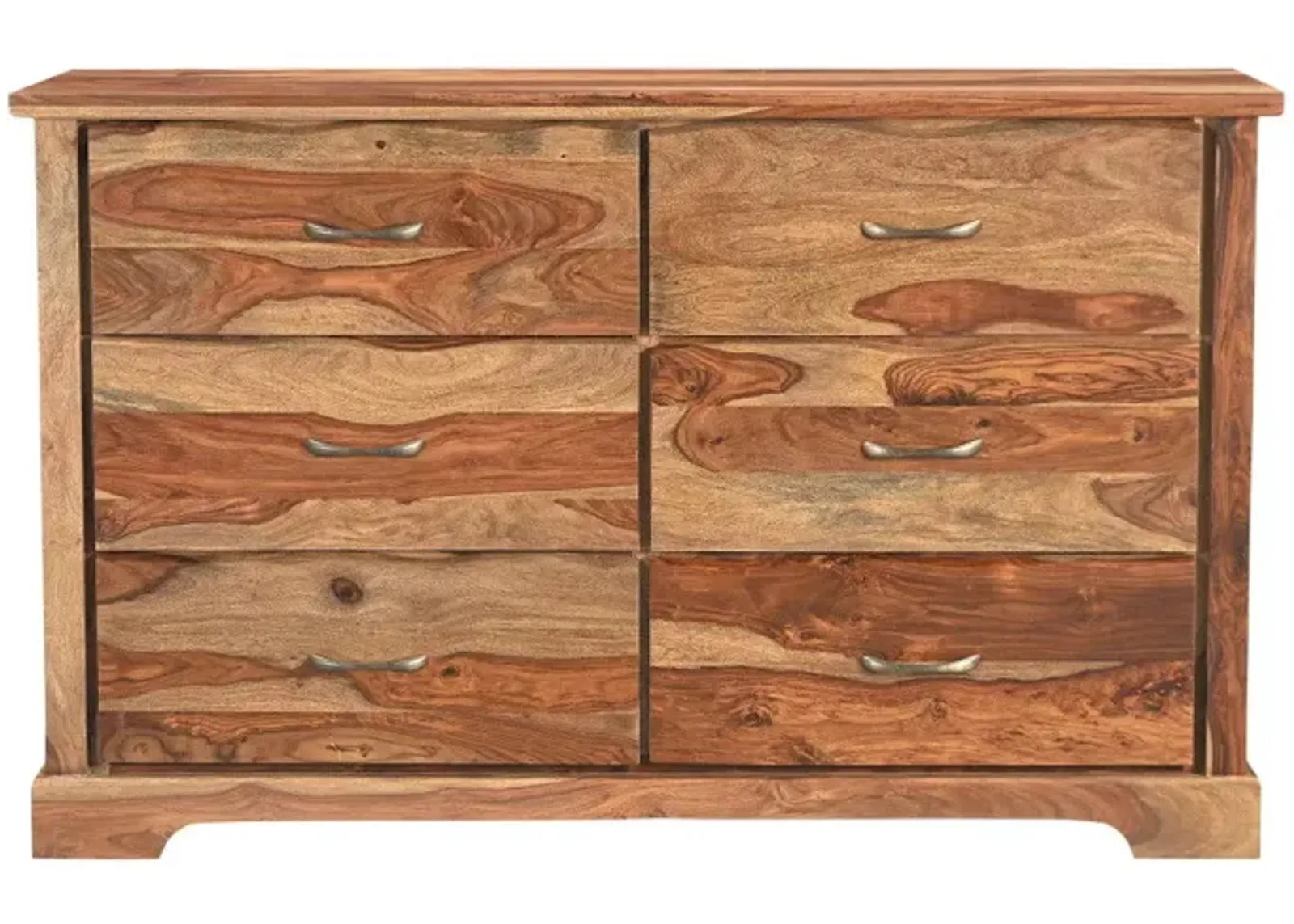 Solid Wood Live Edge Six Drawer Double Dresser - Brown