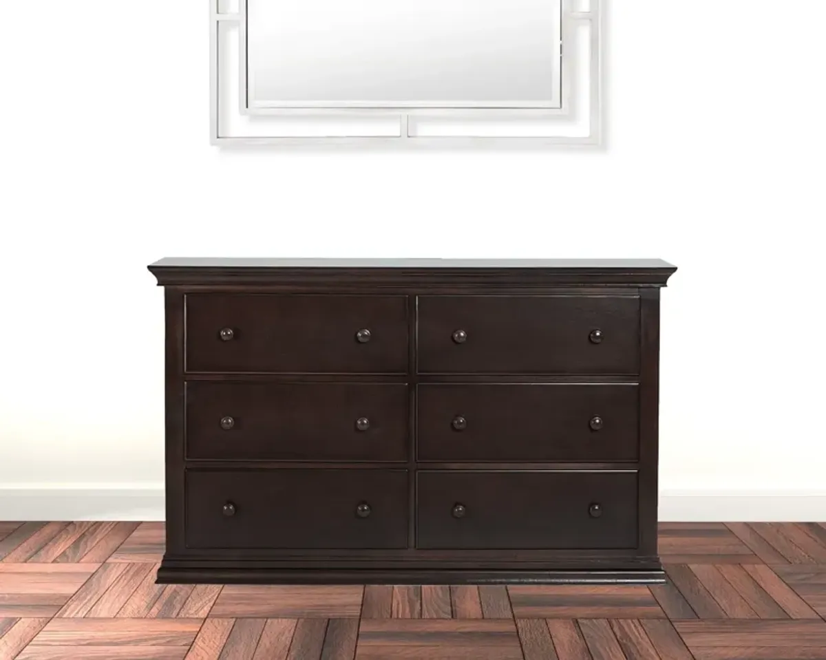 Solid And Manufactured Wood Six Drawer Double Dresser - Espresso