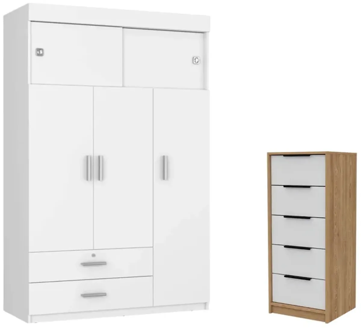 Two Drawer Combo Dresser Wooden - White