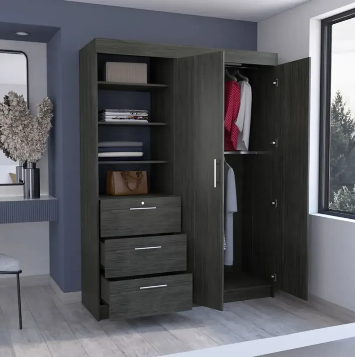 3 Drawer Combo Dresser - Gray