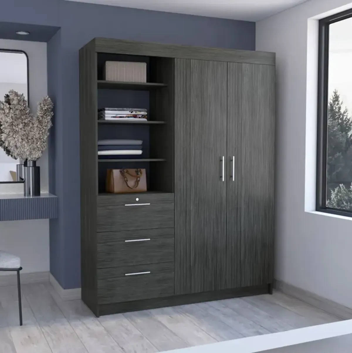 3 Drawer Combo Dresser - Gray