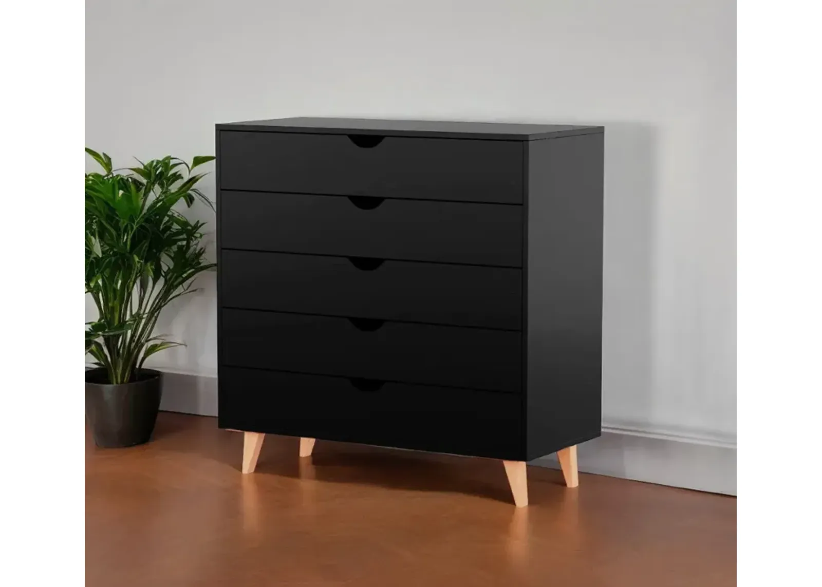 Five Drawer Dresser - Black