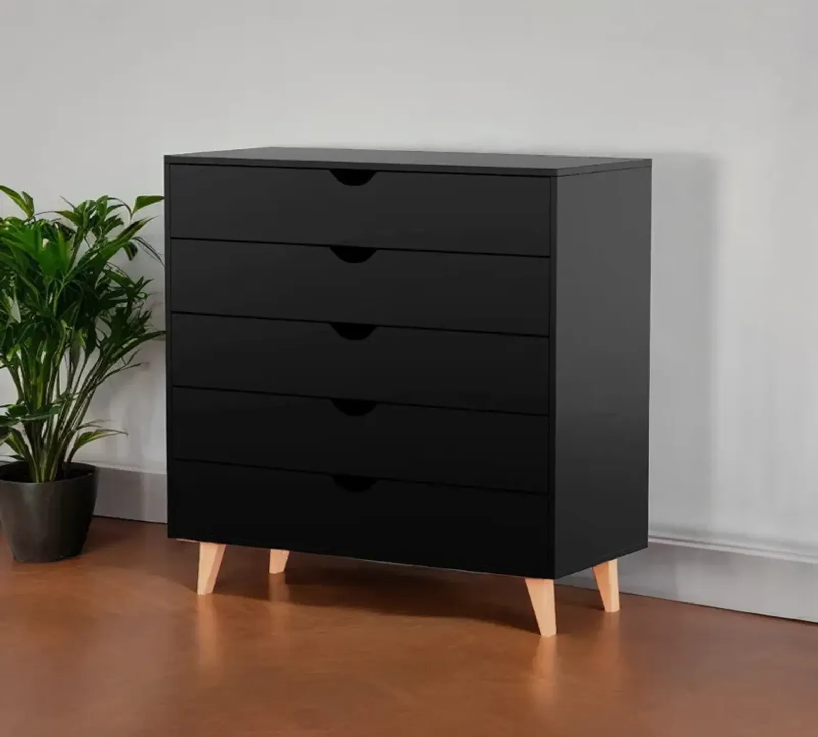 Five Drawer Dresser - Black