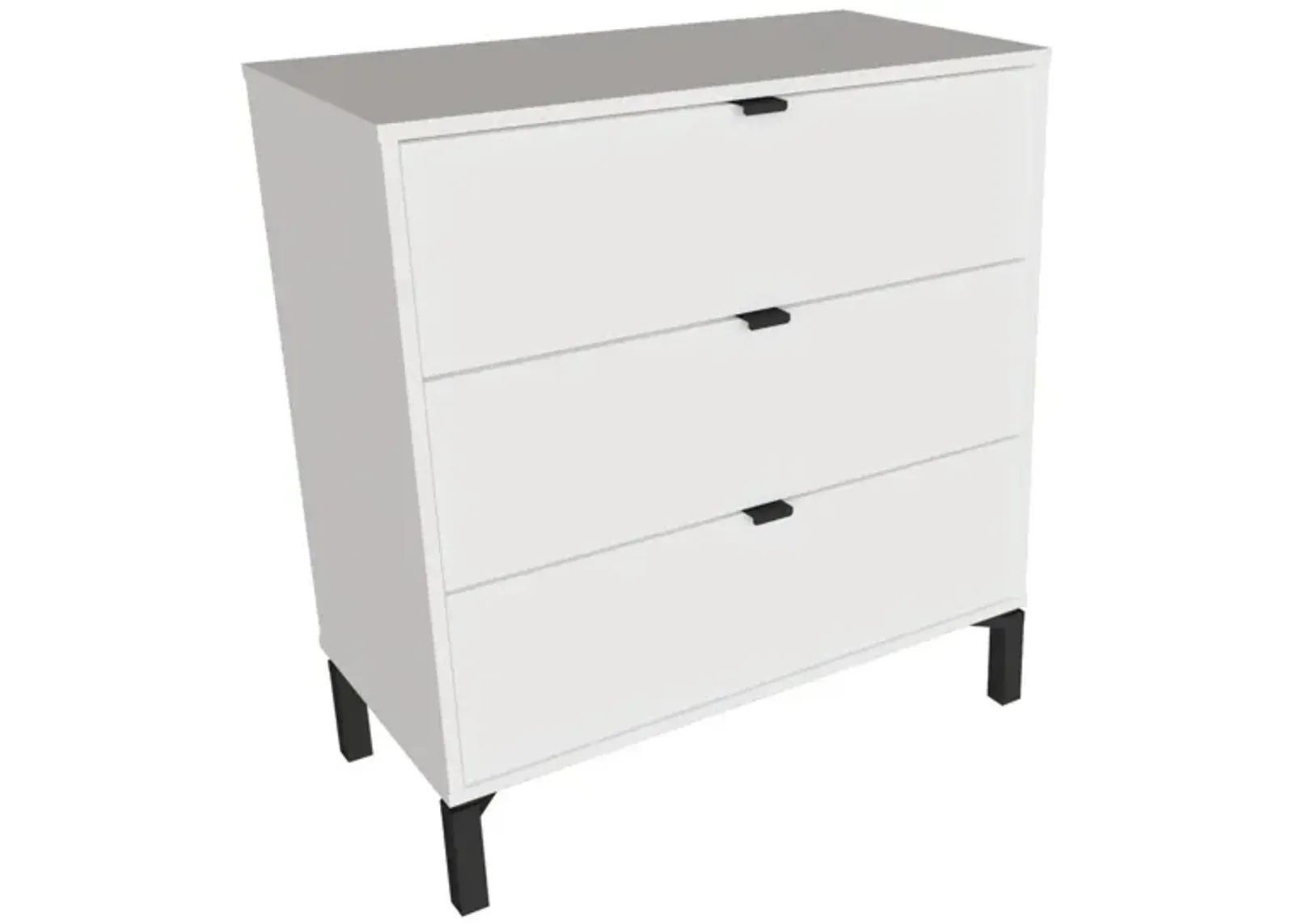 Three Drawer Dresser Wooden - White