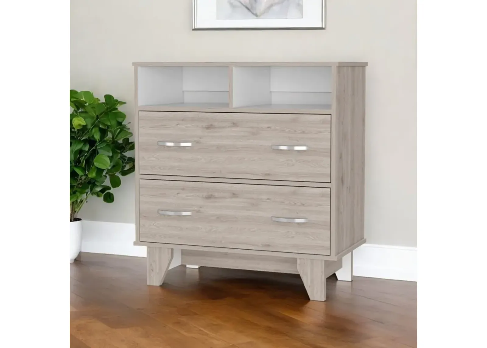 Two Drawer Dresser Wooden - Oak