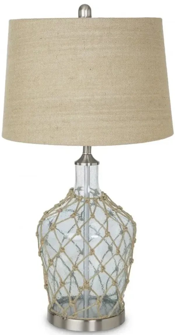 Metal Standard Table Lamp With Beige Shade - Silver