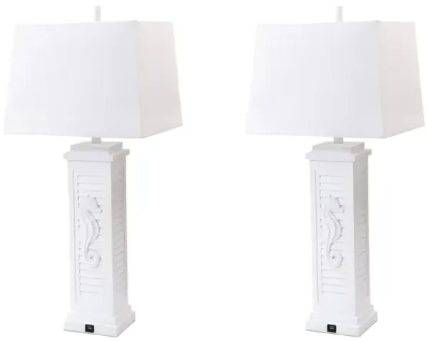 Seahorse Shutter Base Table Lamps (Set of 2) - White