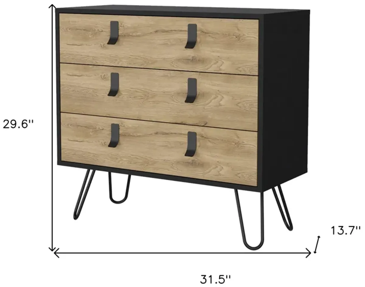 3 Drawer Dresser - Natural / Black