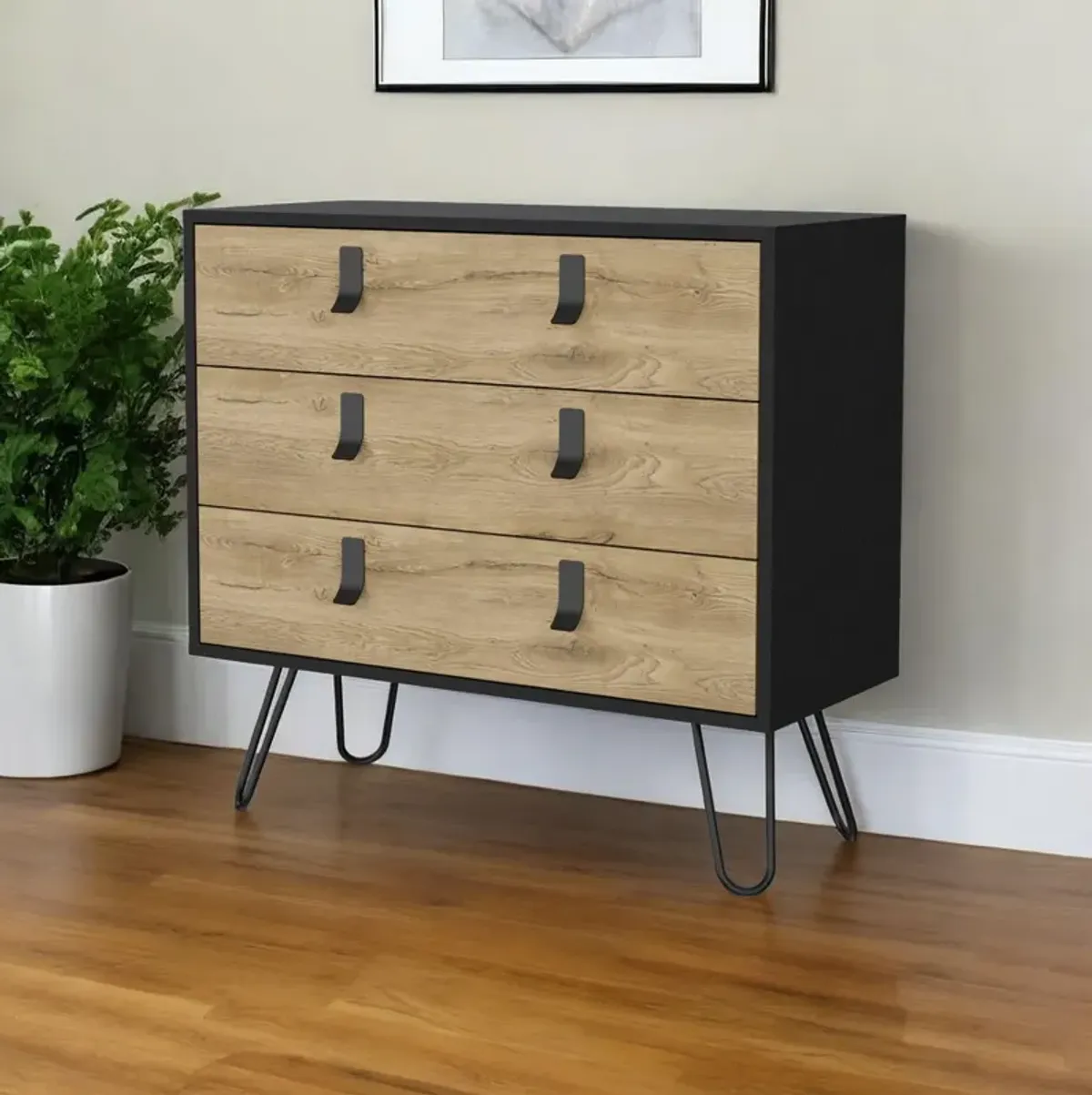 3 Drawer Dresser - Natural / Black