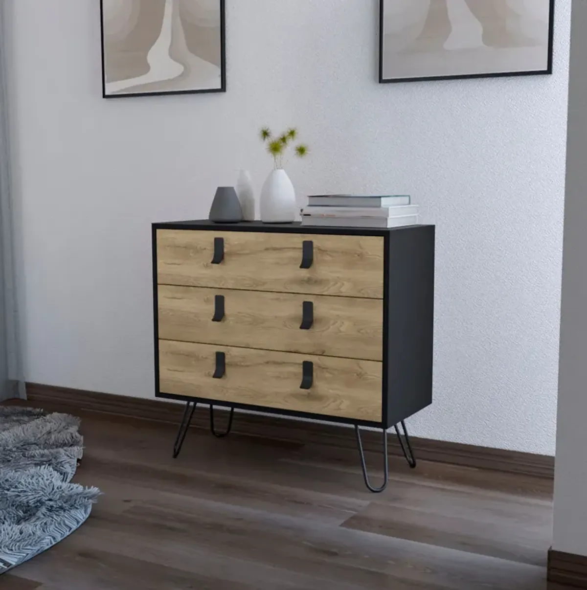 3 Drawer Dresser - Natural / Black