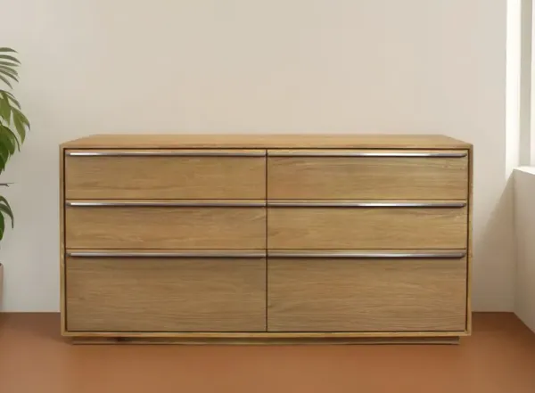 Six Drawer Double Dresser - Natural