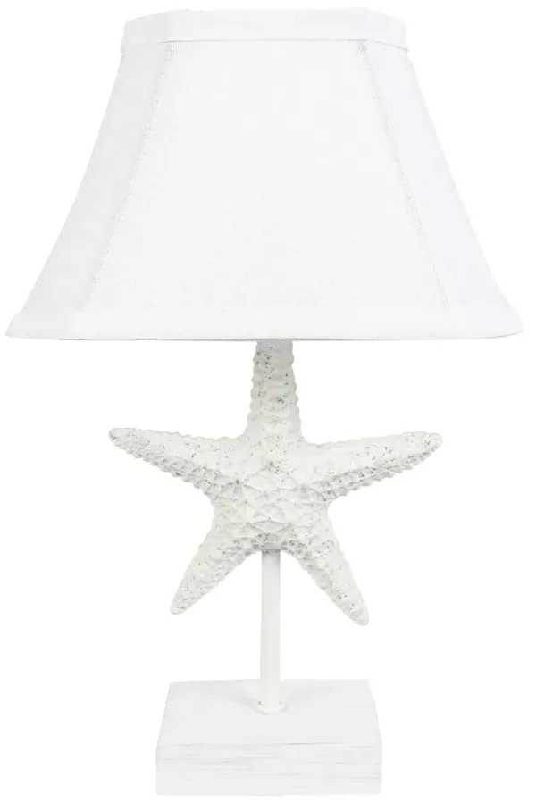 Starfish Accent Lamp With White Bell Shade - White