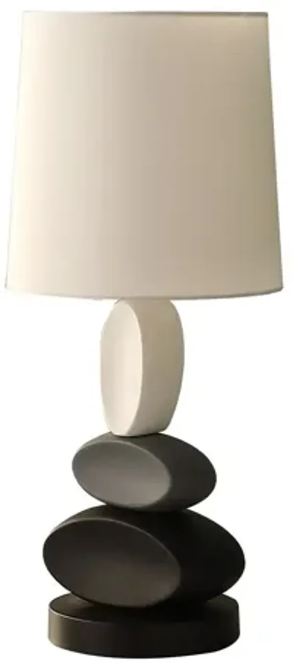 Metal Table Lamp With White Drum Shade - Black Gray / White