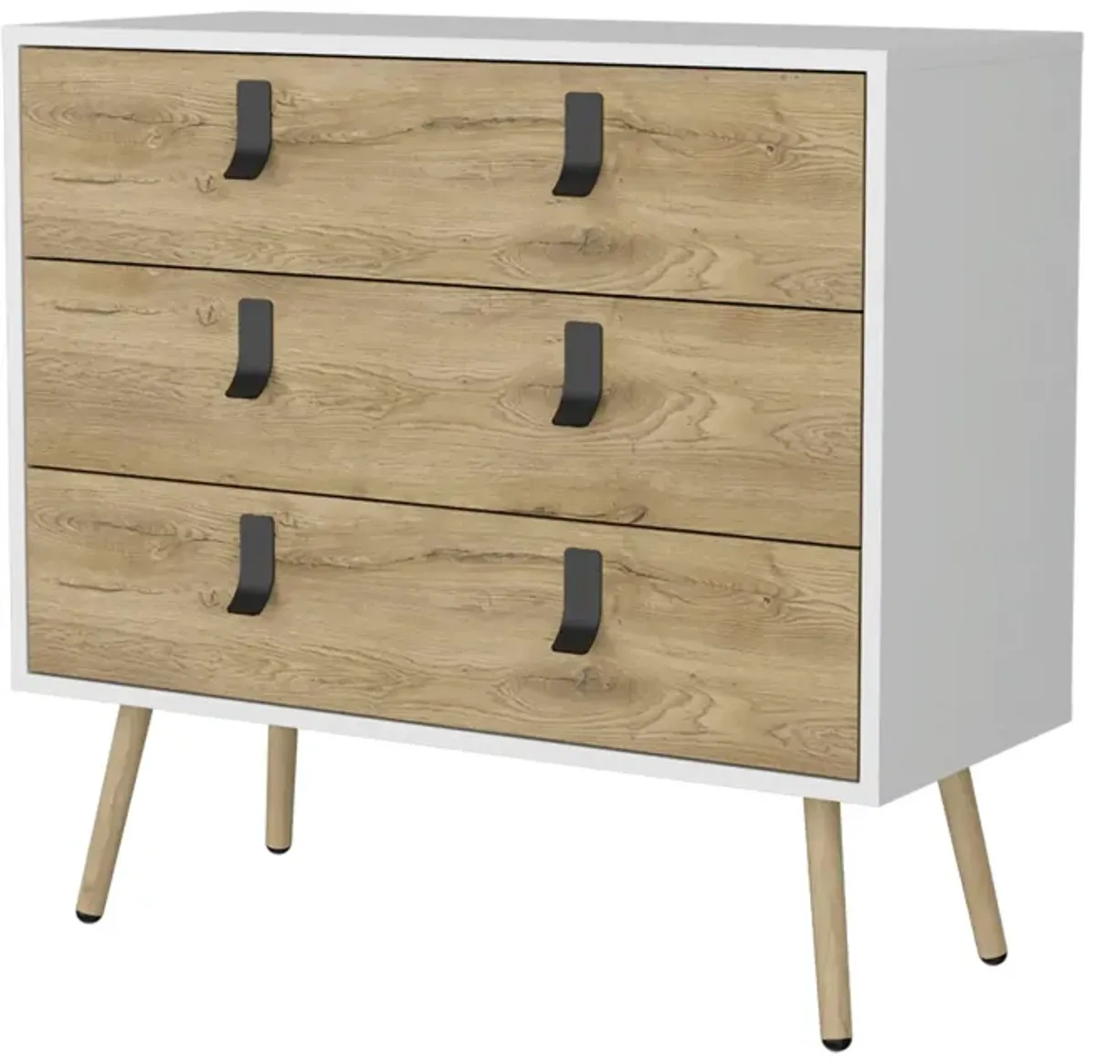 Three Drawer Dresser - White / Natural