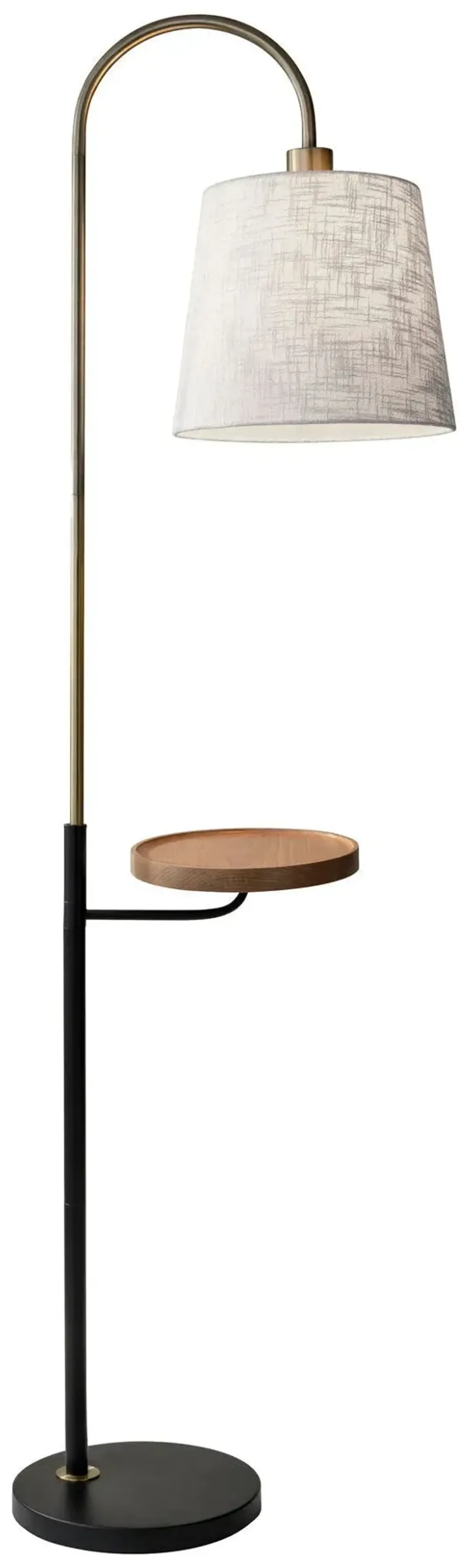 Tray Table Floor Lamp With White Solid Color Empire Shade - Brass