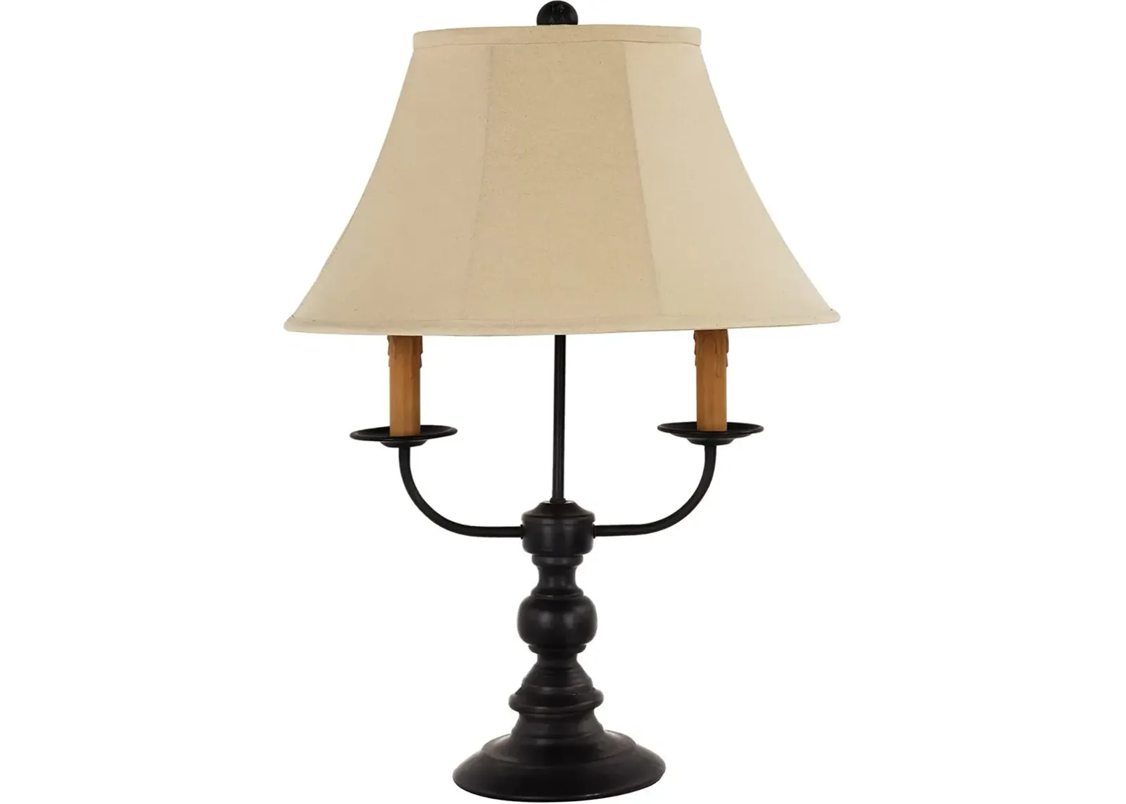 Metal Three Light Table Lamp With Natural Empire Shade - Black