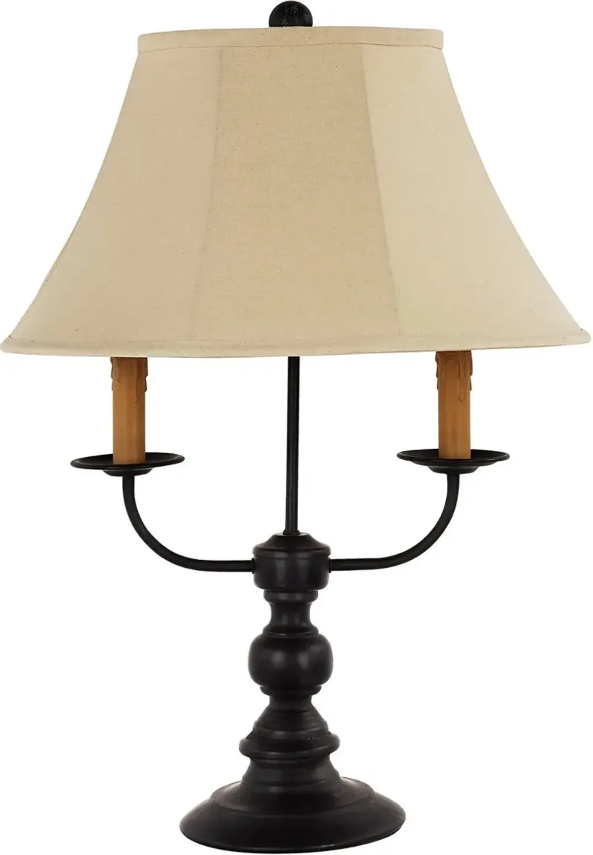 Metal Three Light Table Lamp With Natural Empire Shade - Black