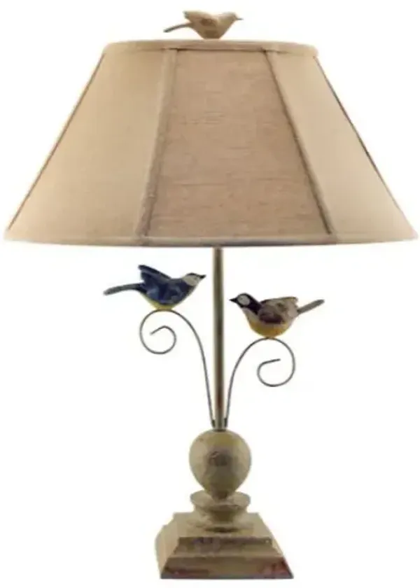 Base Table Lamp With 3D Colorful Birds - Cheerful Taupe