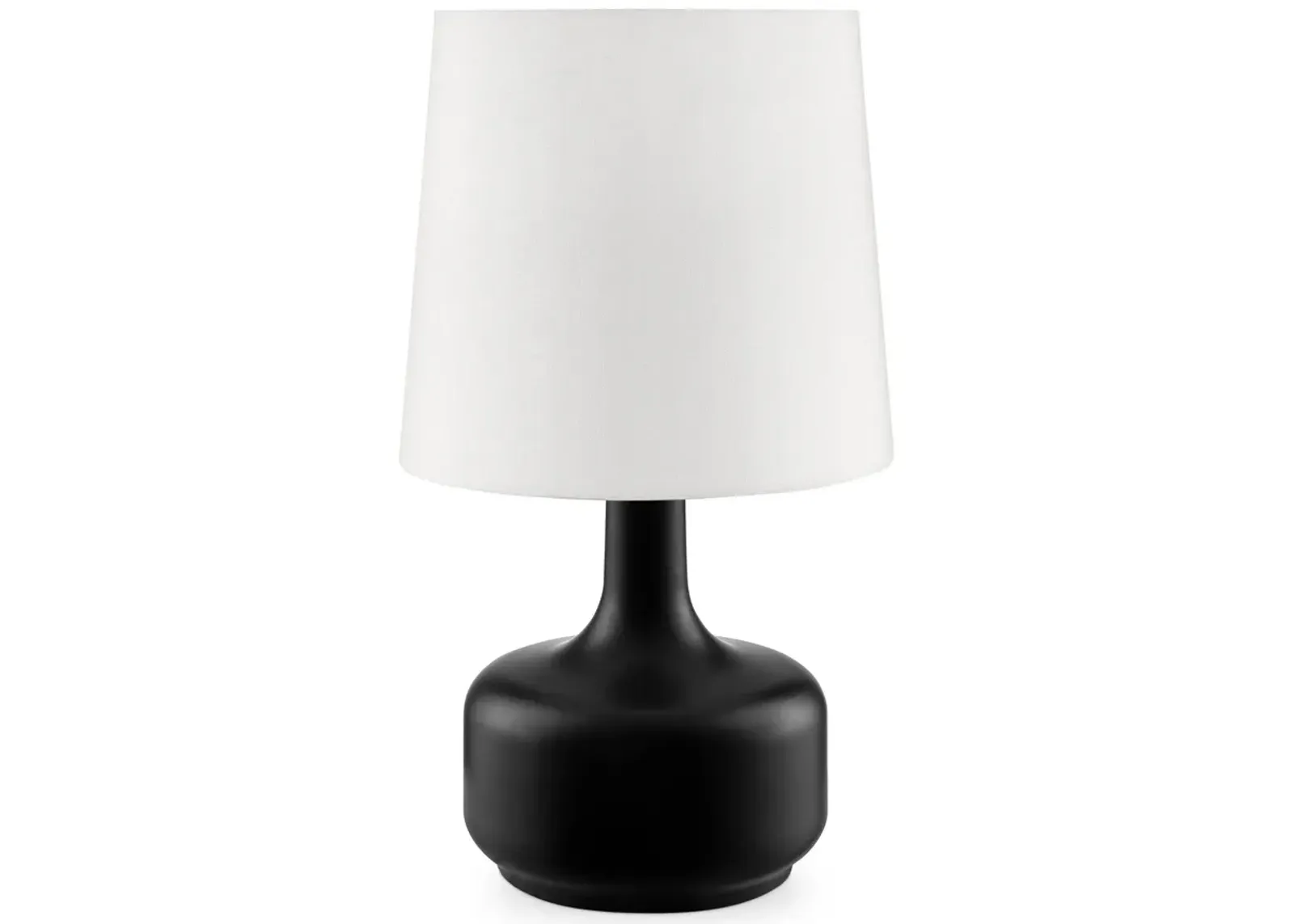 Metal Bedside Table Lamp With White Shade - Black