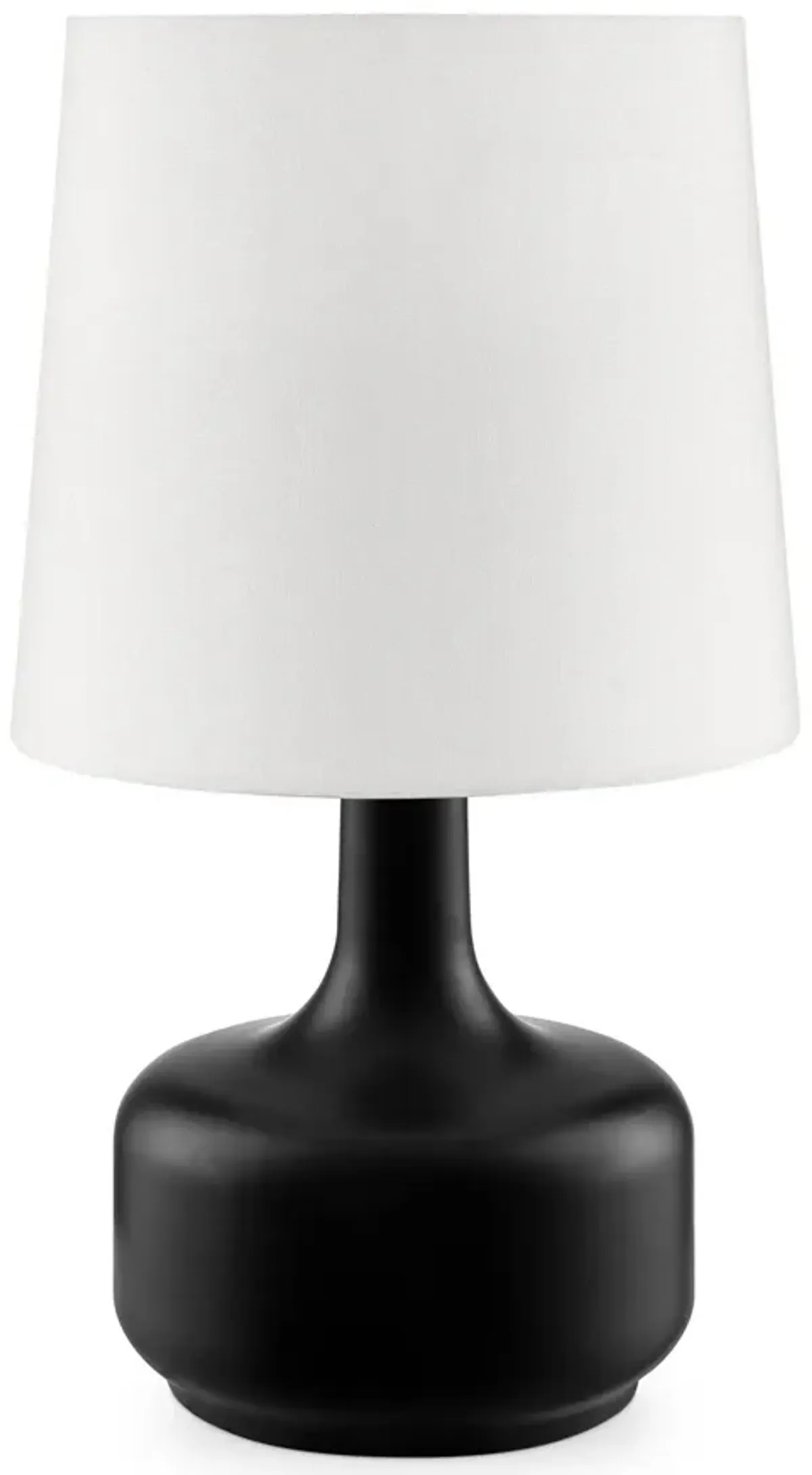 Metal Bedside Table Lamp With White Shade - Black