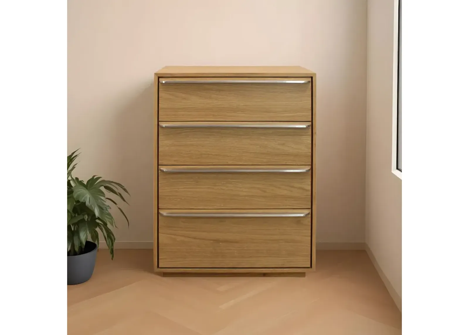 Solid Wood 4 Drawer Dresser - Natural