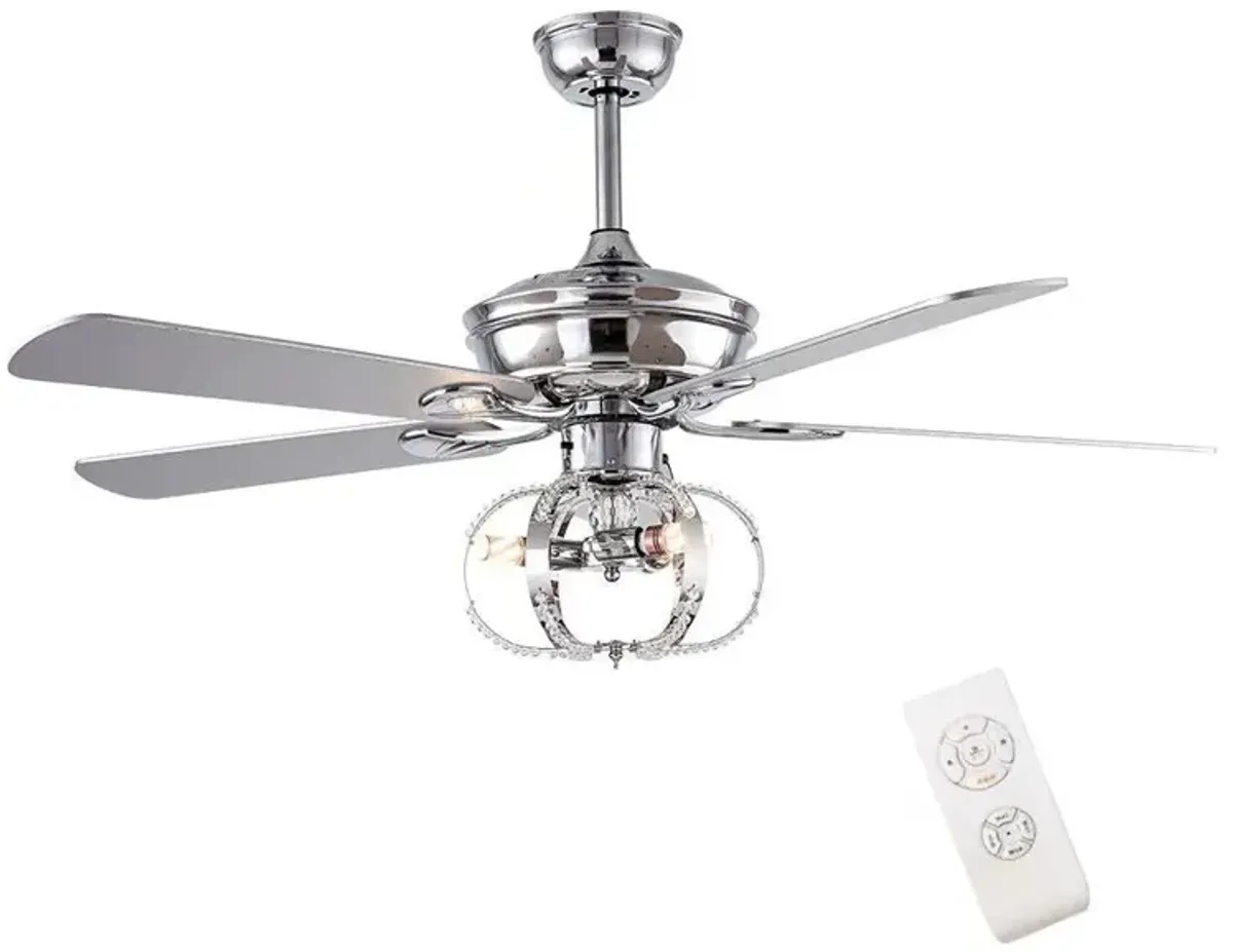 Modern Metal Chandelier Ceiling Fan - Silver