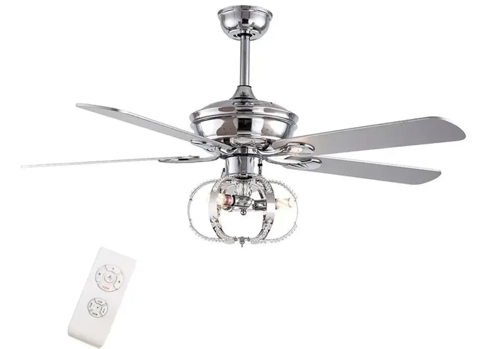 Modern Metal Chandelier Ceiling Fan - Silver