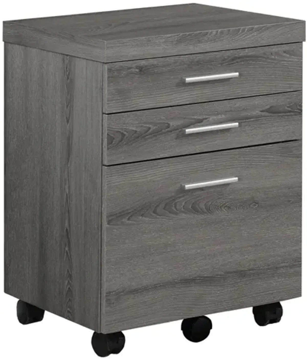 Particle Board 3 Drawers Filing Cabinet - Dark Taupe Black