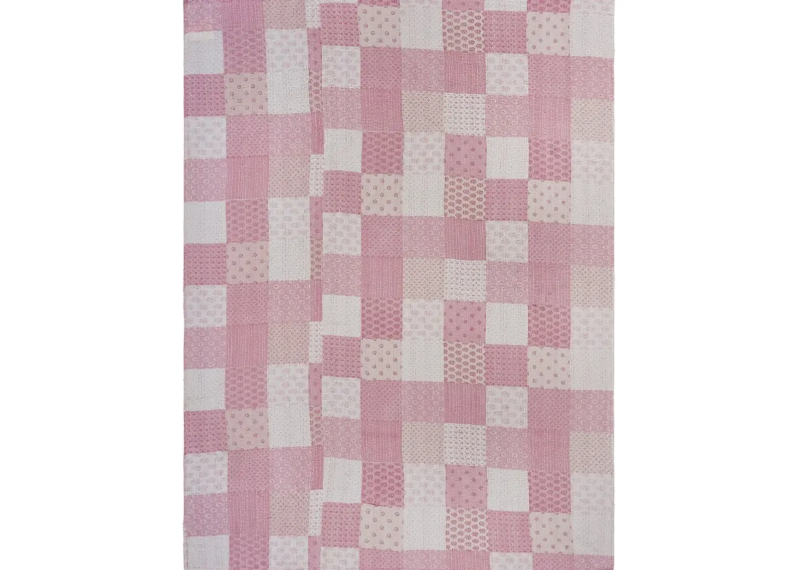 Knitted, Cotton Geometric Throw - Pink