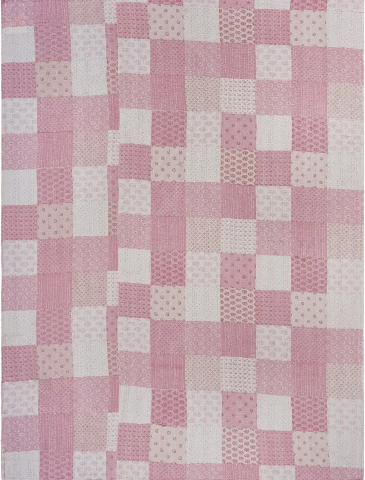 Knitted, Cotton Geometric Throw - Pink