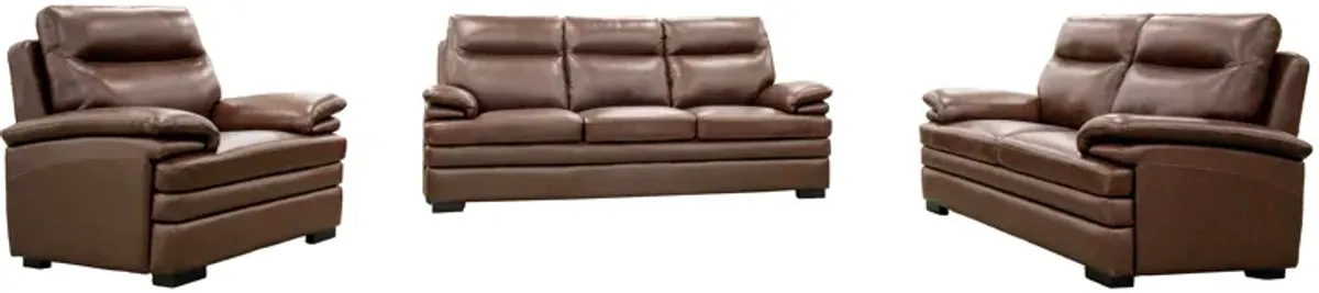 3 Piece Living Room Set in Top-Grain Leather Match PVC