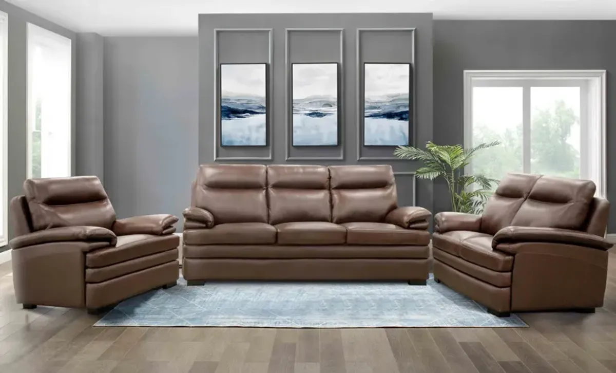 3 Piece Living Room Set in Top-Grain Leather Match PVC