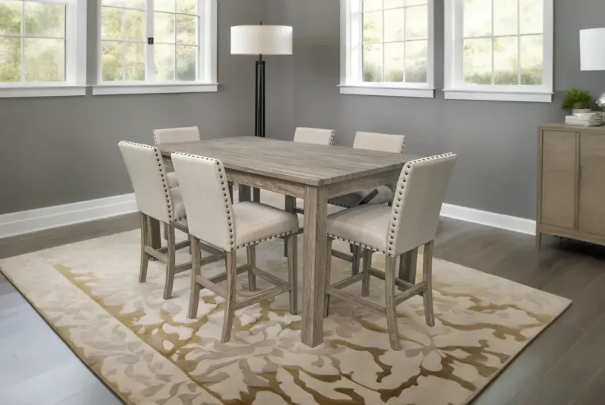 Weathered Gray 7-Piece Counter-Height Dining Set — Table & 6 Stools