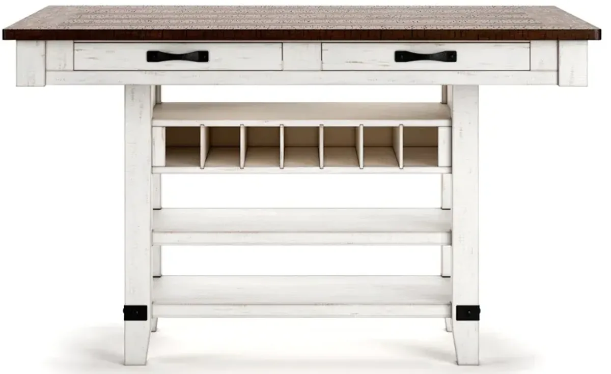 Valebeck - Rect Dining Room Counter Table With Wine Rack