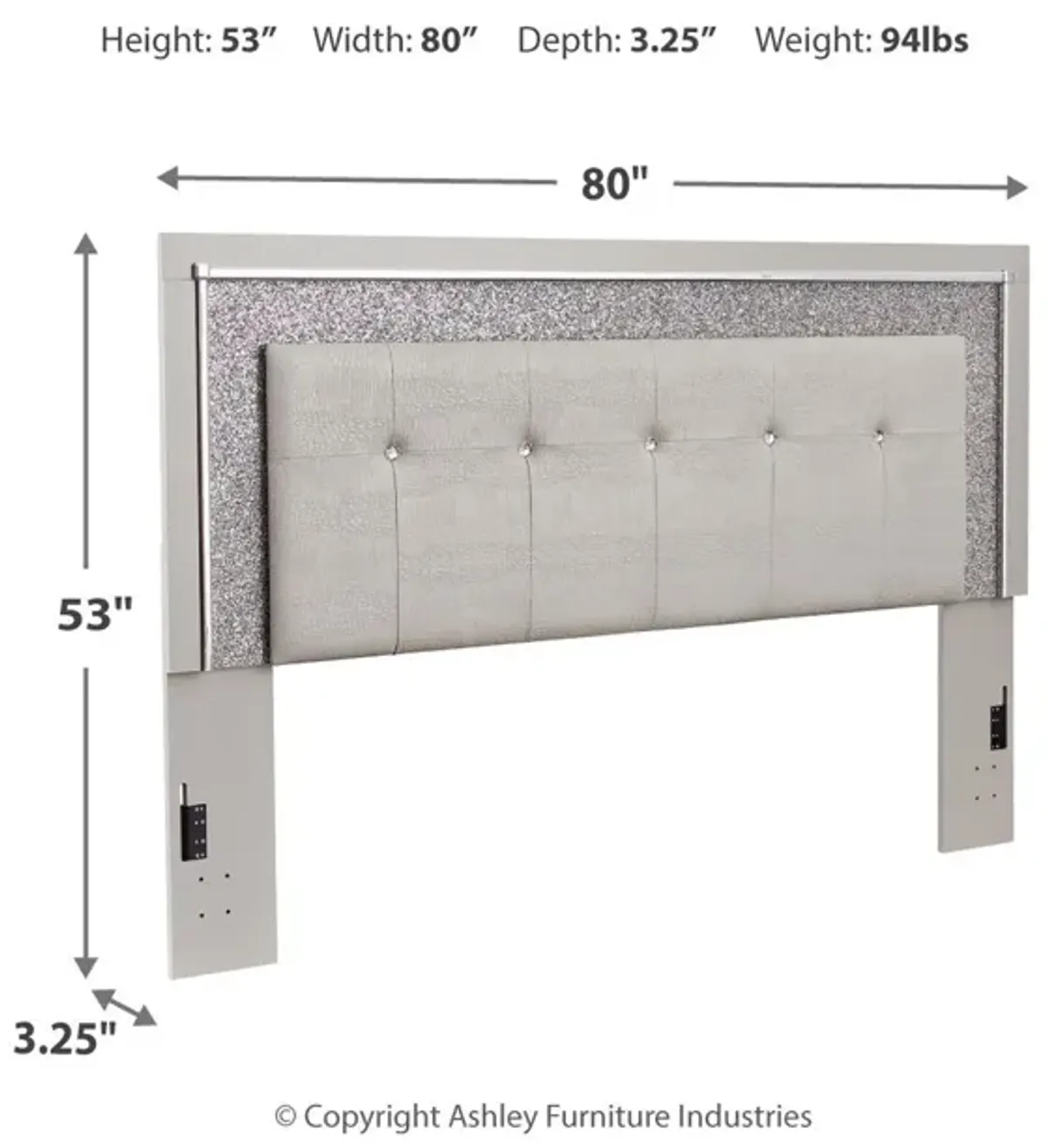 Zyniden - Silver - King Upholstered Panel Headboard