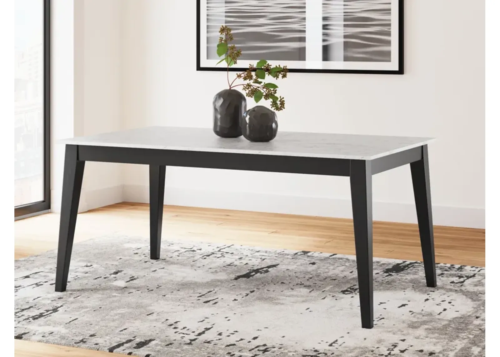 Jettaya - Black / White - Rectangular Dining Room Table